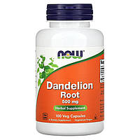 Корінь кульбаби, Dandelion Root, Now Foods, 500 мг, 100 вегетаріанських капсул
