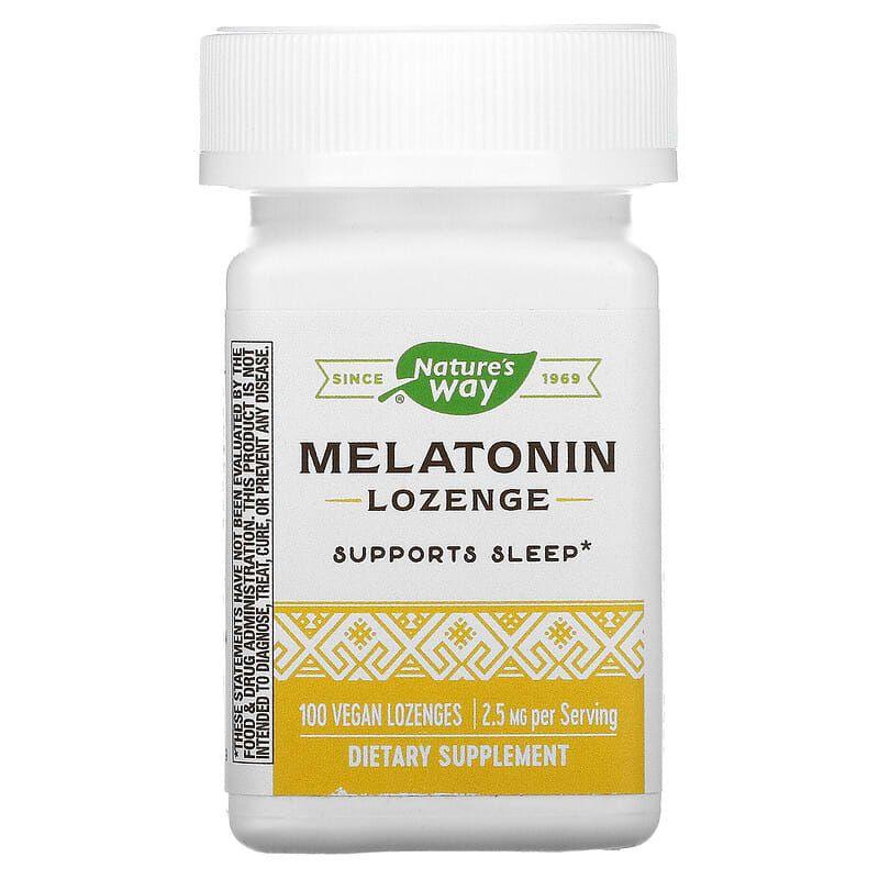 Мелатонін, Melatonin, Nature's Way, 2,5 мг, 100 веганських льодяників, фото 1