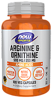 Аргинин и орнитин, Arginine & Ornithine, NOW Foods, Sports, 500 мг/250 мг, 100 вегетарианских капсул