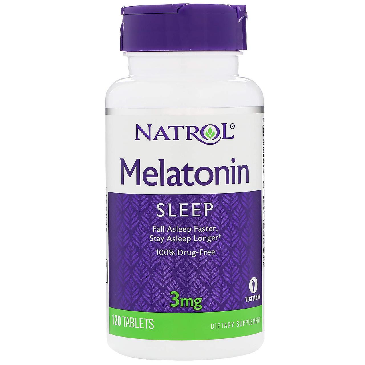Мелатонін, Melatonin, Natrol, 3 мг, 120 таб., фото 1