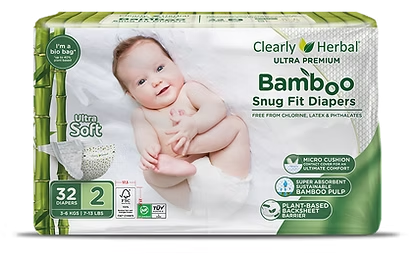 Підгузки дитячі Clealry Herbal Bamboo, розмір 2 (3-6 кг) 32 шт