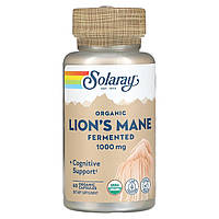 Їжовик гребінчастий, Lion's Mane, Solaray, органік, ферментований, 1000 мг, 60 органічних капсул (500 мг у капсулі)