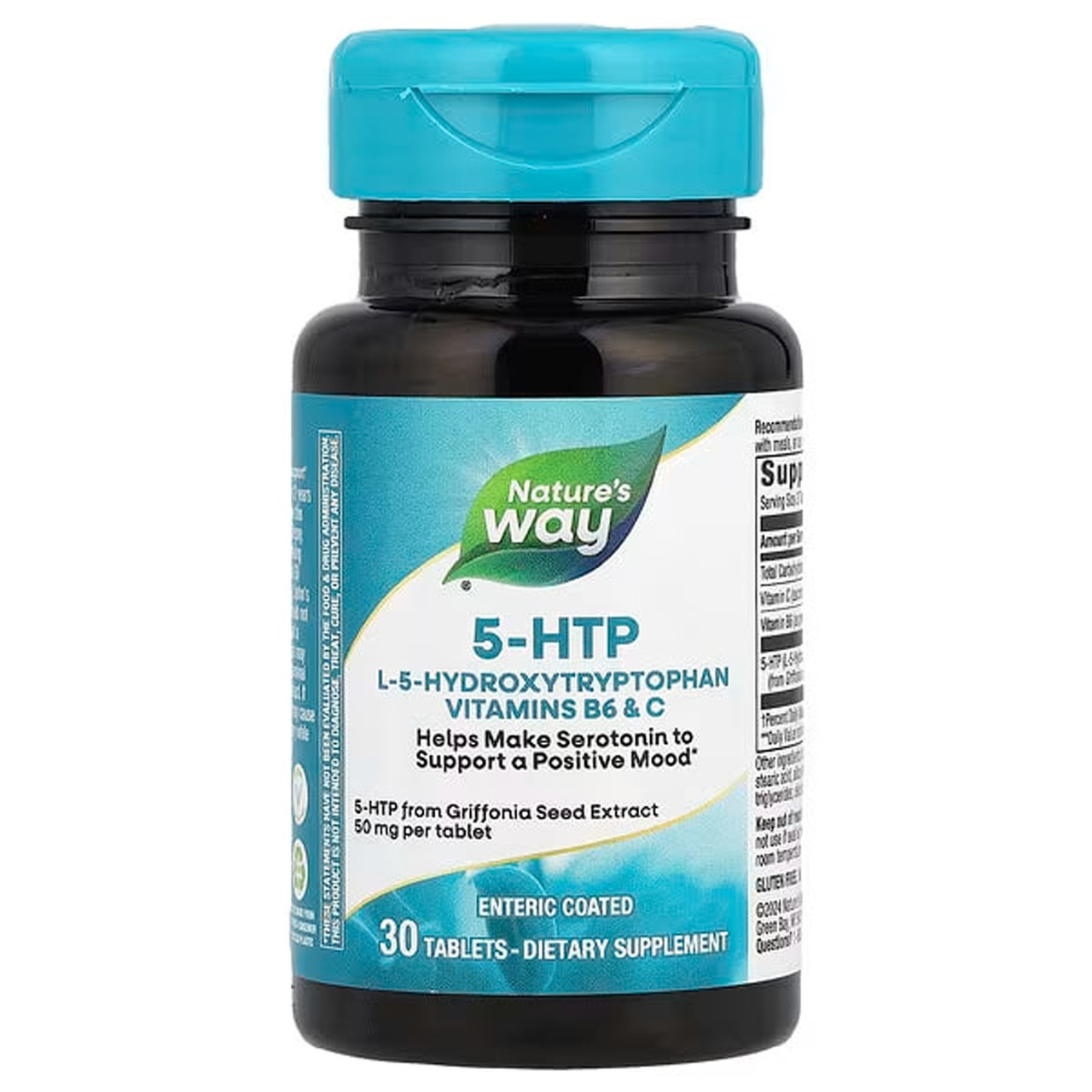 5-НТР, 5-HTP, Nature's Way, 100 мг, 30 таблеток (50 мг у таблетці), фото 1