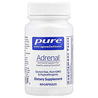 Підтримка здорової функції надниркових залоз, Adrenal, Pure Encapsulations, для підтримки здорового рівня кортизолу, зняття втоми