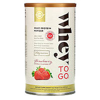 Сироватковий протеїн, Grass Fed Whey To Go Solgar, порошок, смак полуниці, 453.5 г
