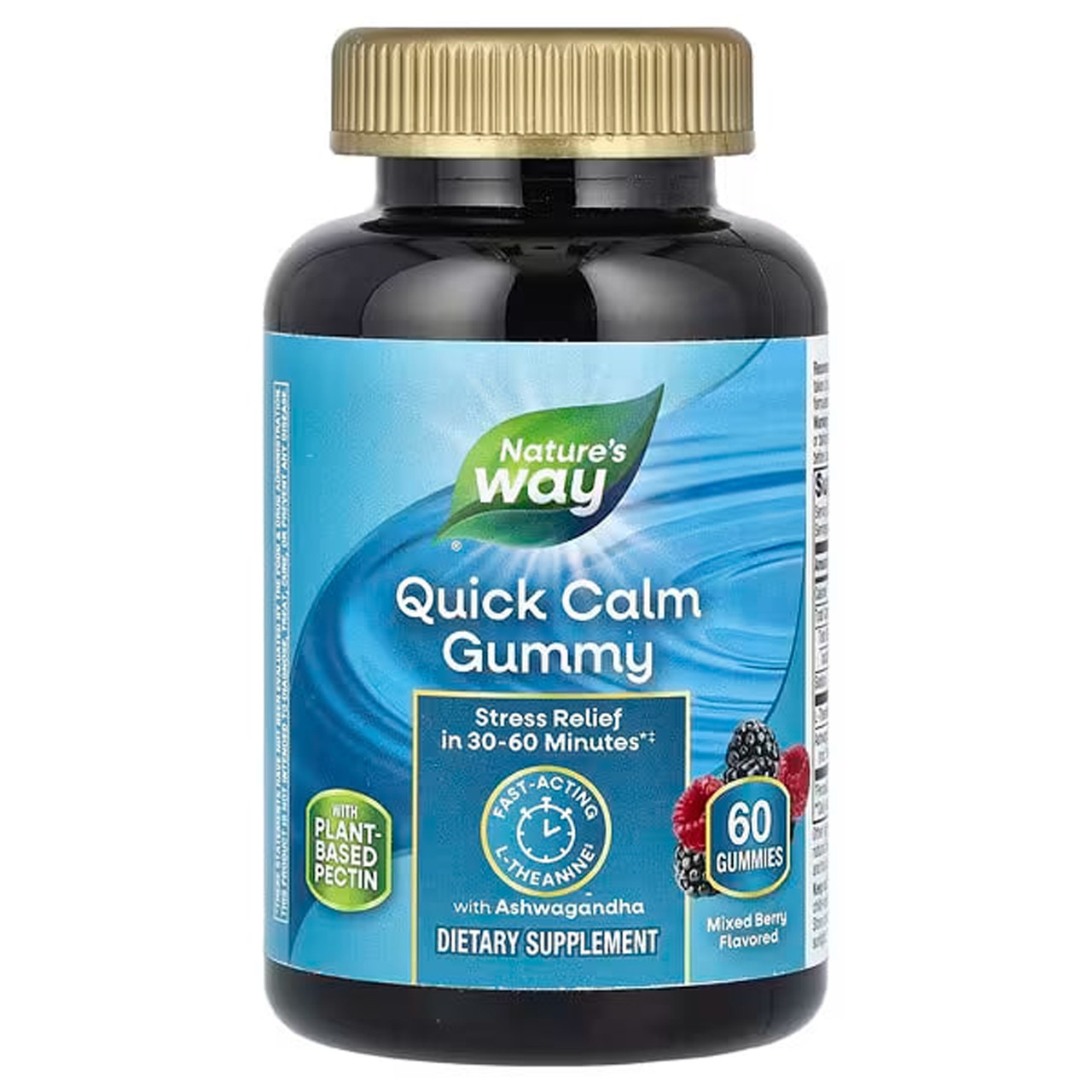 Заспокійлива з ашвагандою, Quick Calm Gummy, Nature's Way, зі смаком ягід, 60 жувальних цукерок, фото 1