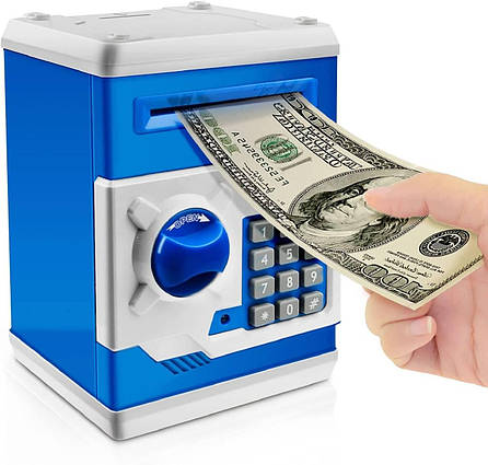 Електронна скарбничка сейф із кодовим замком Money Safe WF-3002, синя, фото 3