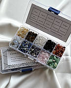 Набір натурального каміння у вигляді крихти 5-7 мм, 10 видів, колекція мінералів для дорослих та дітей.