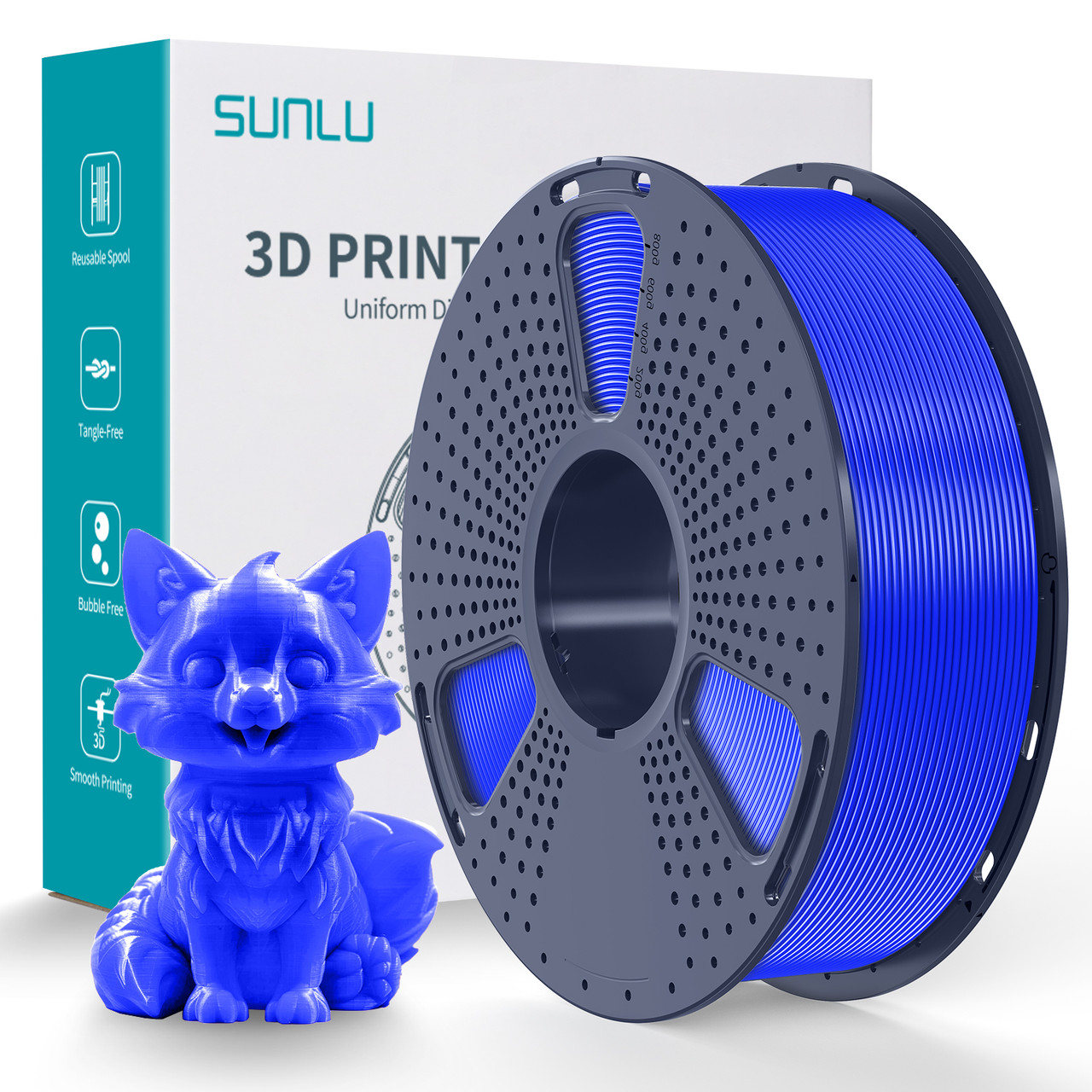 Пластик/філамент для 3D-друку SUNLU PETG Blue (08441224E), Reusable Spool, 1.75mm, 1kg, 230-260°C / Синій