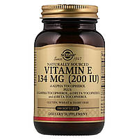 Вітамін Е, Vitamin E, Solgar, натуральний, 134 мг (200 МО), 100 гелевих капсул