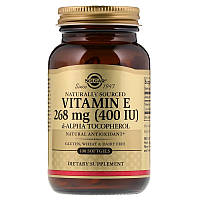 Вітамін Е (d-альфа-токоферол), Vitamin E, Solgar, натуральний, 268 мг (400 МО), 100 гелевих капсул