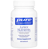 Мультивітаміни та мінерали для дітей, Junior Nutrients, Pure Encapsulations, без заліза, від 4 років, 120 капсул