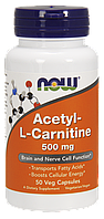 Ацетил Л карнітин, Acetyl-L-Carnitine, Now Foods, 500 мг, 50 вегетаріанських капсул