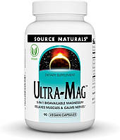 Магній ультра, Ultra-Mag, Source Naturals, 5-в-1, розслаблює м'язи та заспокоює нерви, 90 веганських капсул