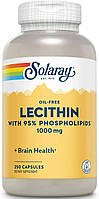 Лецитин із сої, Lecithin, Solaray, без олії, 500 мг, 250 капсул