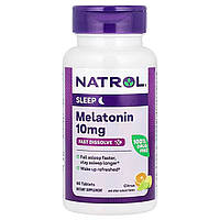 Мелатонін, Melatonin, Natrol, швидкорозчинний, максимальна сила, цитрусовий, 10 мг, 60 таблеток для розсмоктування