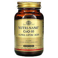 Коензим Q10 та альфа ліпоєва кислота, Nutri-Nano CoQ-10 Alpha Lipoic Acid, Solgar, 60 гелевих капсул