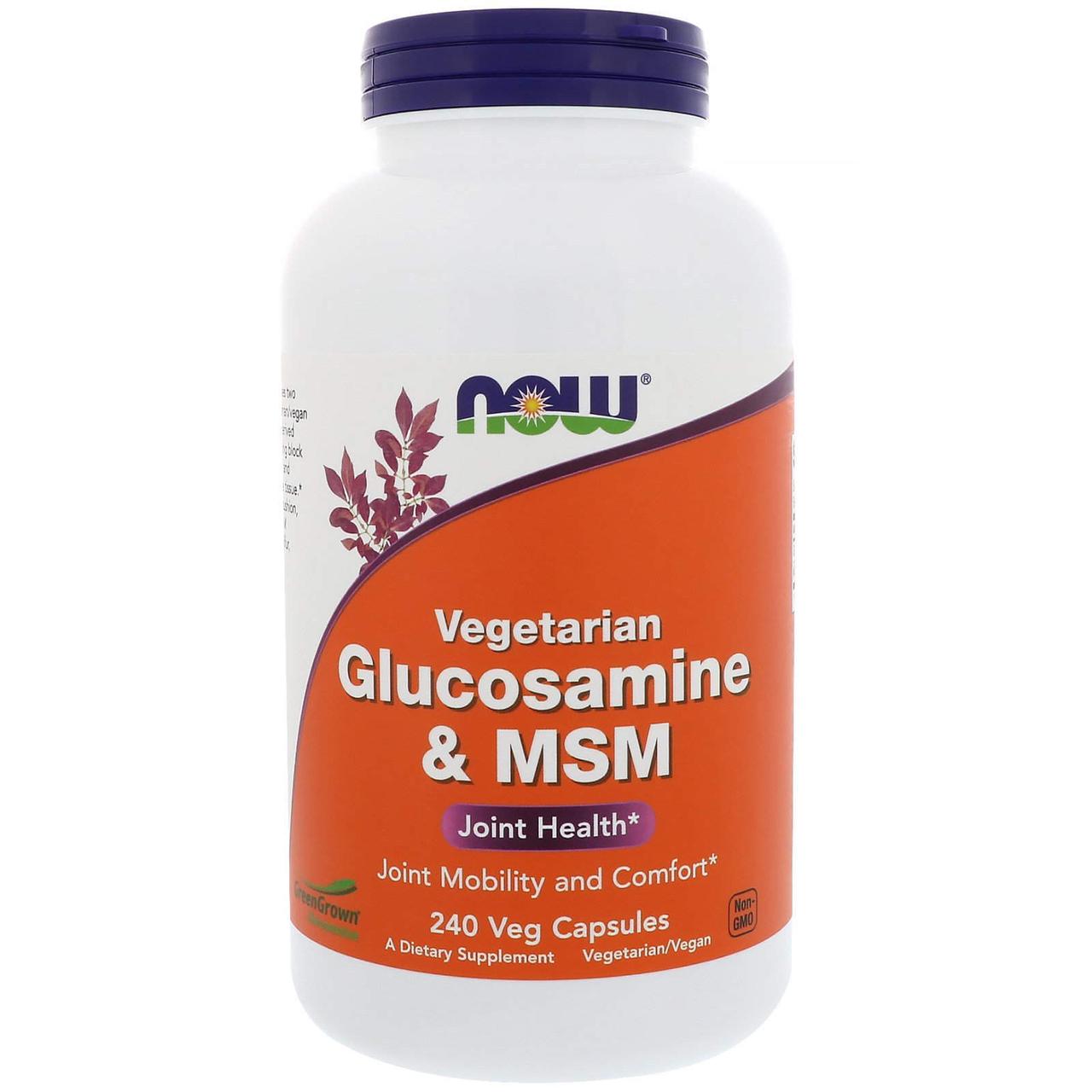 Глюкозамін та MSM, Glucosamine & MSM, Now Foods, 240 вегетаріанських капсул, фото 1
