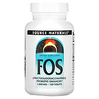 Фруктоолігосахариди (FOS), Source Naturals,  1000 мг, 100 таблеток