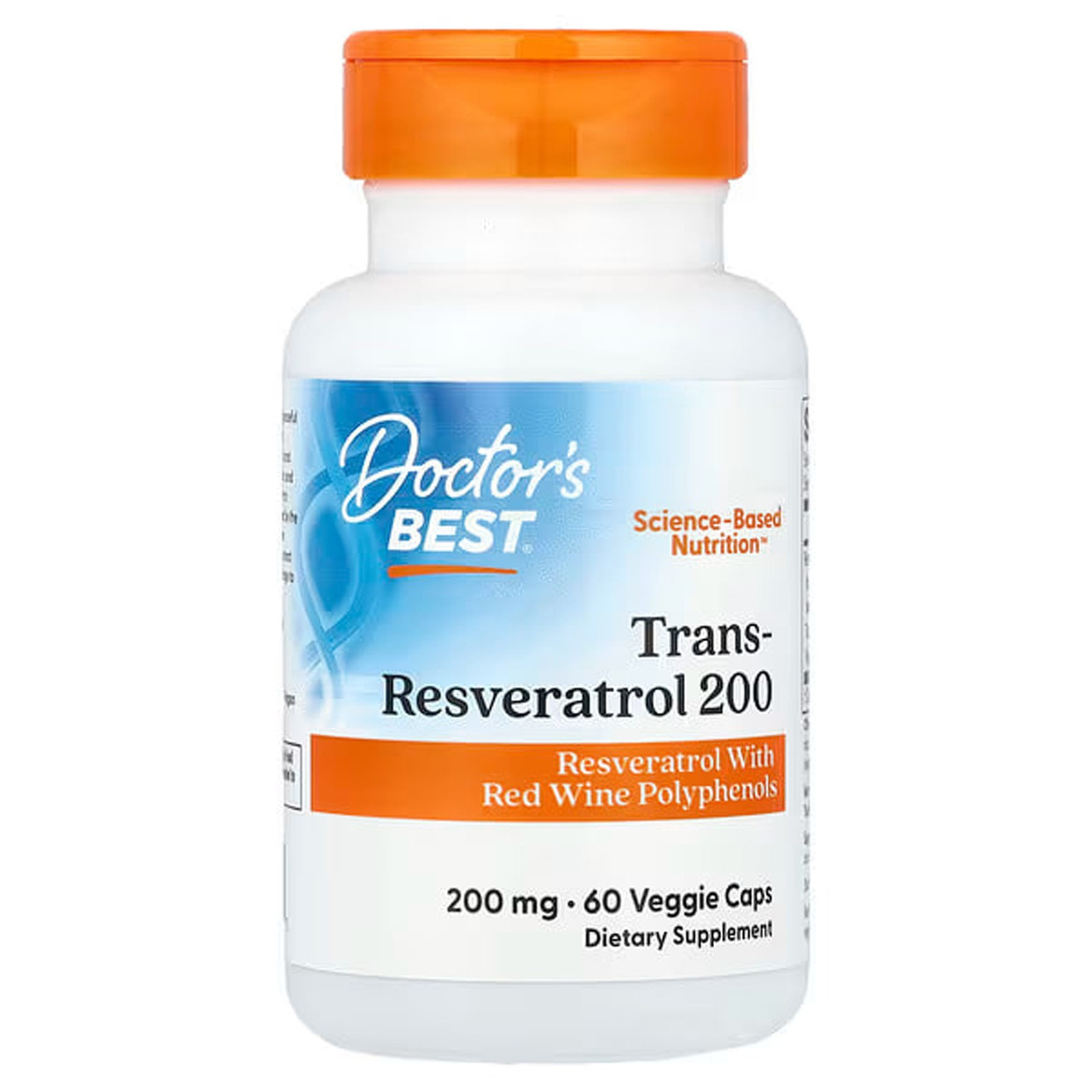 Ресвератрол, Trans-Resveratrol, Doctor's Best, 200 мг, 60 вегетаріанських капсул, фото 1