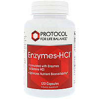 Ферменти бетаїн гідрохлориду, Enzymes-HCI, Protocol for Life Balance, 120 капсул