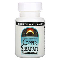Мідь (Copper Sebacate), Source Naturals, 22 мг, 120 таблеток