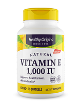 Вітамін Е, Vitamin E, Healthy Origins, натуральний, суміш токоферолів, 1000 МО, 60 гелевих капсул