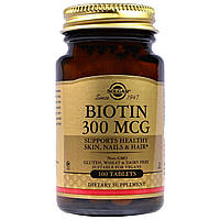 Біотин, Biotin, Solgar, 300 мкг, 100 таблеток