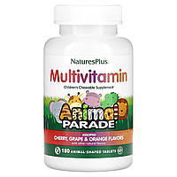 Вітаміни для дітей (Children's Multi-Vitamin), Nature's Plus, Animal Parade, вишня, виноград та апельсин, 180 жувальних таблеток у
