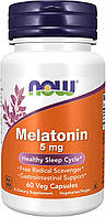 Мелатонін, Melatonin, Now Foods, 5 мг, 60 вегетаріанських капсул