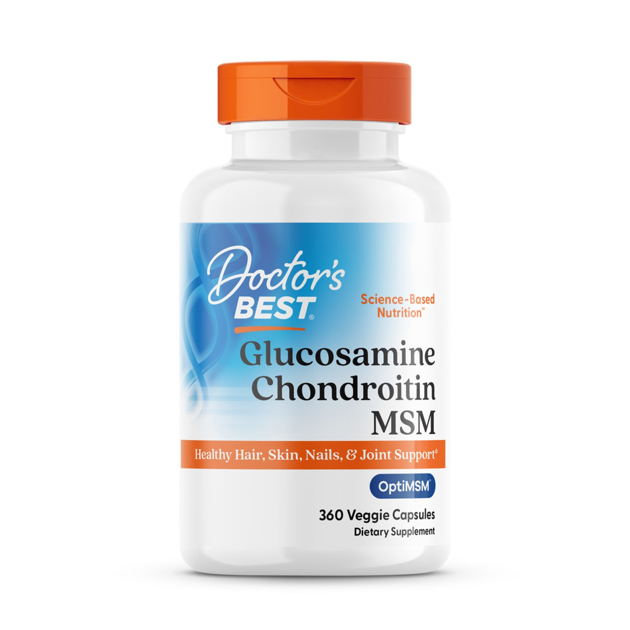 Глюкозамін хондроїтин МСМ, Glucosamine Chondroitin MSM, Doctor's Best, 360 вегетаріанських капсул, фото 1