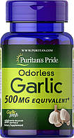 Часник, Odorless Garlic, Puritan's Pride, без запаху, 500 мг, 100 капсул