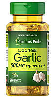 Часник, Odorless Garlic, Puritan's Pride, без запаху, 500 мг, 250 гелевих капсул