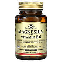 Магній з вітаміном В-6, Magnesium with Vitamin B6, Solgar, 100 таблеток