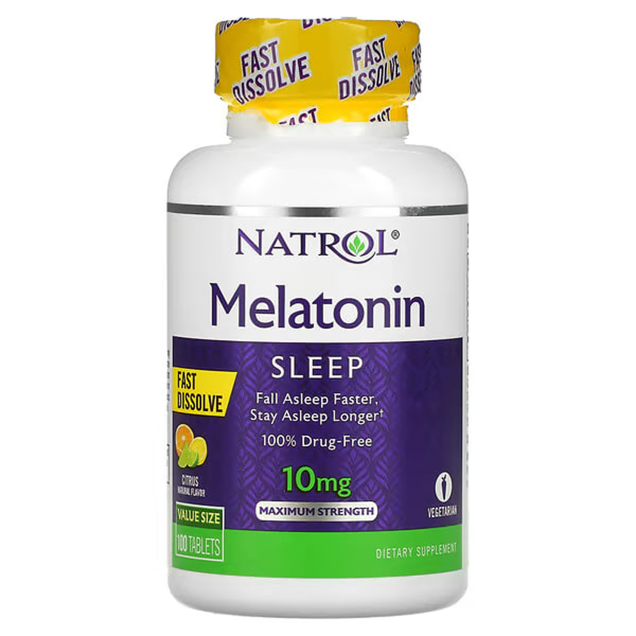 Мелатонін, цитрусовий пунш, Melatonin, Natrol, 10 мг, 100 таблеток, фото 1