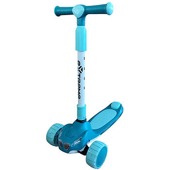 Самокат триколісний дитячий (колеса PU матеріал, світлові ефекти) SC816 Блакитний