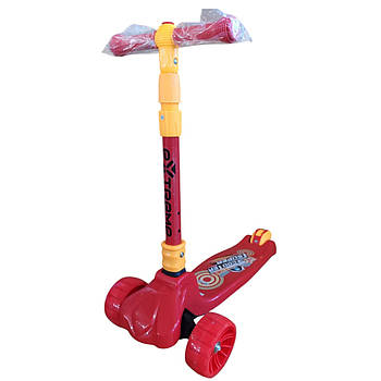 Самокат триколісний дитячий (колеса PU матеріал, підсвітка, складаний, у коробці) SC814 Червоний