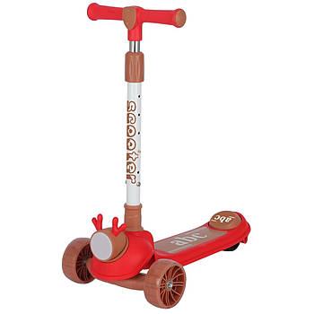 Самокат триколісний дитячий (колеса PU матеріал, підсвітка, у коробці) SC818 Червоний