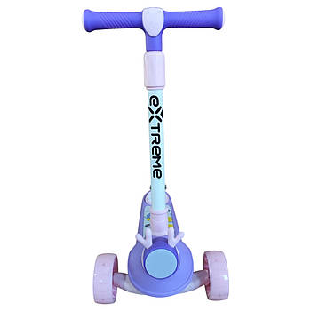 Самокат триколісний дитячий (колеса PU матеріал, підсвітка, у коробці) SC818 Фіолетовий