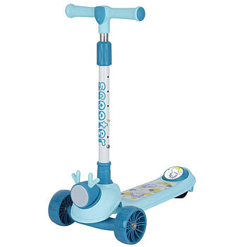 Самокат триколісний дитячий (колеса PU матеріал, підсвітка, у коробці) SC818 Блакитний