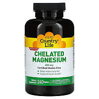 Магній хелат, Chelated Magnesium, Country Life, 250 мг, 240 таблеток