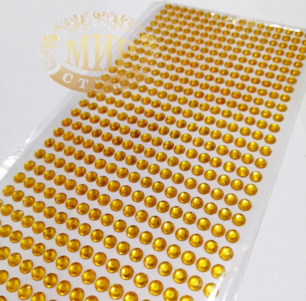 Самоклеючі акрилові стрази 4 мм, колір  Topaz, 900 шт.