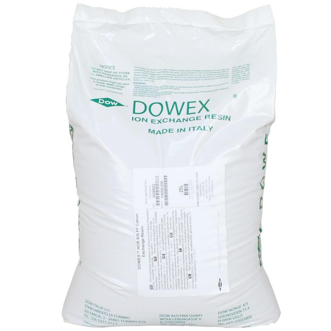 Іонообмінна смола для пом'якшення води Dowex HCR-S/S 25 л