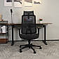 Ергономічне офісне крісло Lester чорне з підголовником та сітчастою контурною спинкою, фото 4