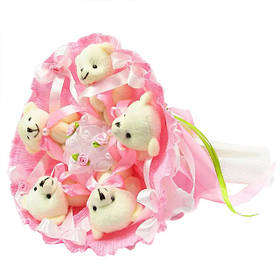 Букет з іграшок Ведмедики 5 рожевий 5288IT, Toyman
