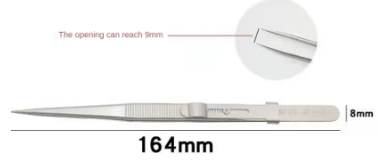 Професійний пінцет із нержавіючої сталі, регульований ковзний замок., фото 1