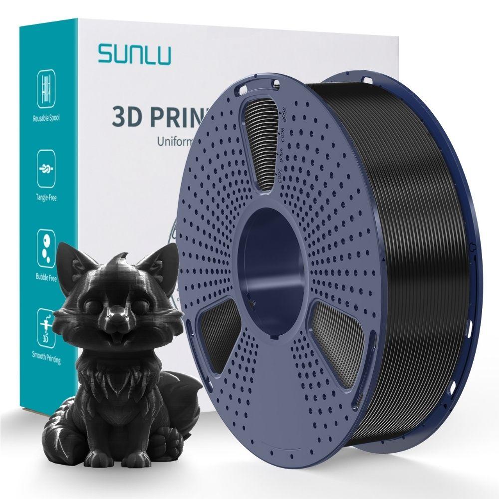 Пластик філамент для 3D-друку SUNLU PETG Black (07941220E), Reusable Spool, 1.75mm, 1kg, 230-260°C / Чорний