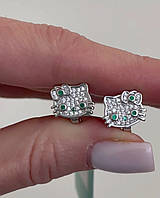 Срібні сережки дитячі Hello Kitty