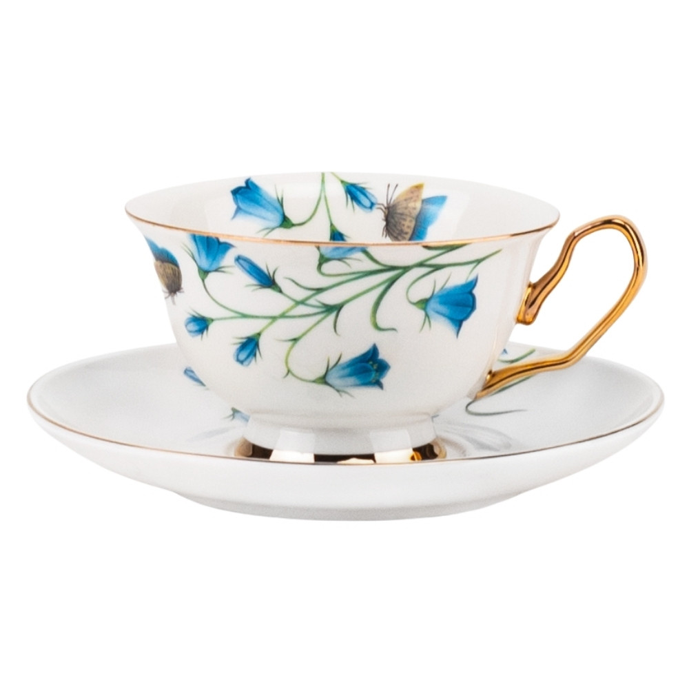 Керамічна чашка із блюдцем "Vintage Vibe" у вишуканому дизайні 200 мл, фото 1