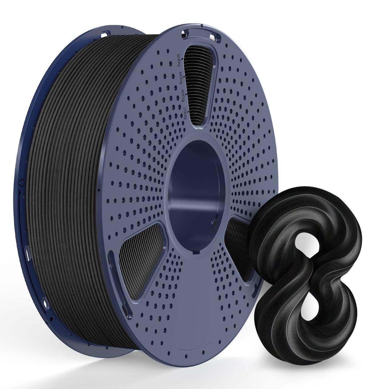 Пластик SUNLU PETG-CF Black, Reusable Spool, 1.75мм, 1кг, 240-250°C, Чорний філамент для 3Д-друку, фото 1